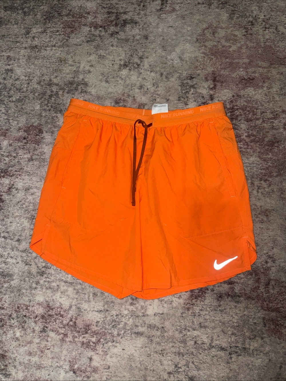 Nike Men’s Bright Orange Running Shorts with Reflective Swoosh